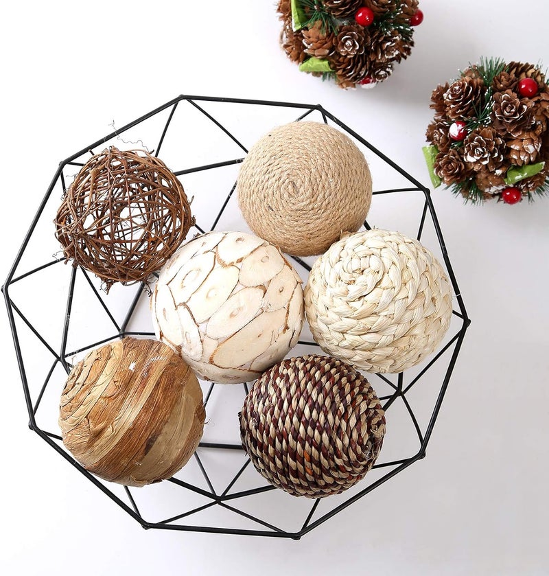 CIR OASES 9pcs 3.5Inch Christmas Decorative Ball Orb Rattan Ball Rattan Woven Orbs Spherical Bowl and Vase Filler for Home Party Wedding Display Decor Props - Image 5