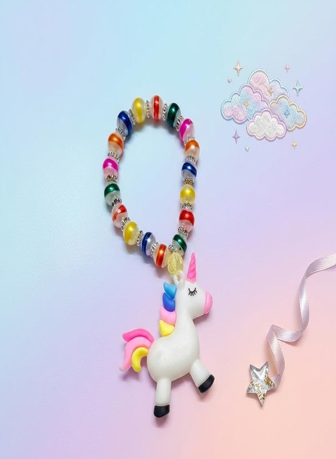 Evisha Kids Unicorn Bracelet Rakhi Set of 2 with "Mera Bhai Mera Hero" Magnet and Roli Chawal, Colorful Beaded Cartoon Rakhi for Little Brother, Boys & Girls, Raksha Bandhan Special Combo Gift for Sister - Image 4