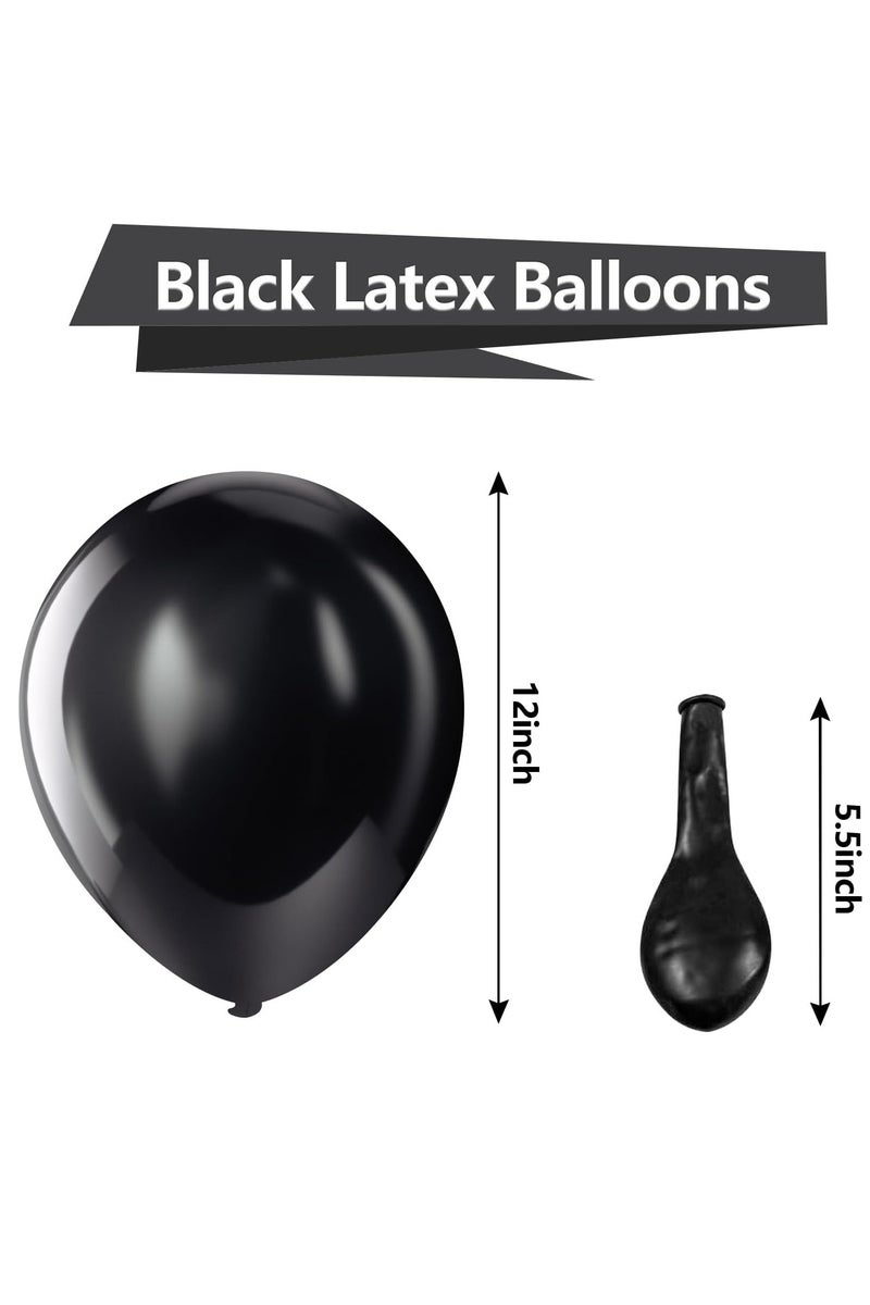 100 بالونات هيليوم دائري سوداء مقاس 12 انش لتزيين خلفية حفلات الزفاف والتخرج والذكرى السنوية واعياد الميلاد - Image 2
