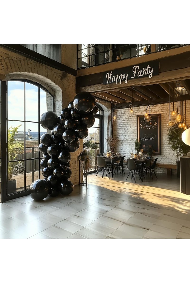 100 بالونات هيليوم دائري سوداء مقاس 12 انش لتزيين خلفية حفلات الزفاف والتخرج والذكرى السنوية واعياد الميلاد - Image 3