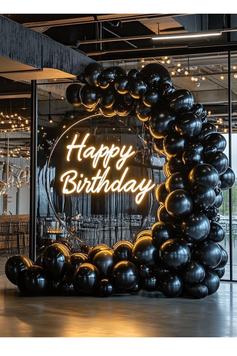 100 بالونات هيليوم دائري سوداء مقاس 12 انش لتزيين خلفية حفلات الزفاف والتخرج والذكرى السنوية واعياد الميلاد - Image 5