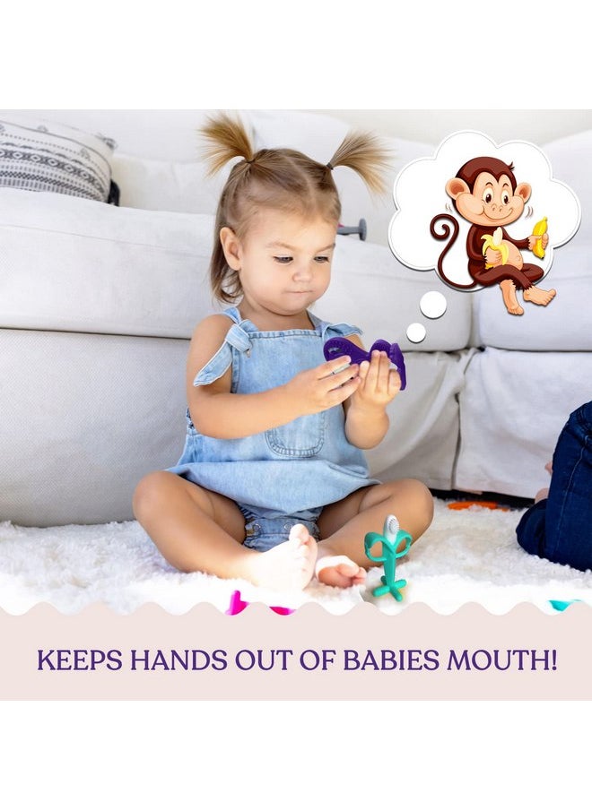 SPERRIC - Baby Teething Toys Set - Baby Monkey Banana Teether and Toothbrush - Safe and Durable Teething Set - Teething Banana Toy for Babies - Teething Toys with Various Textures and Educational Design - Image 1