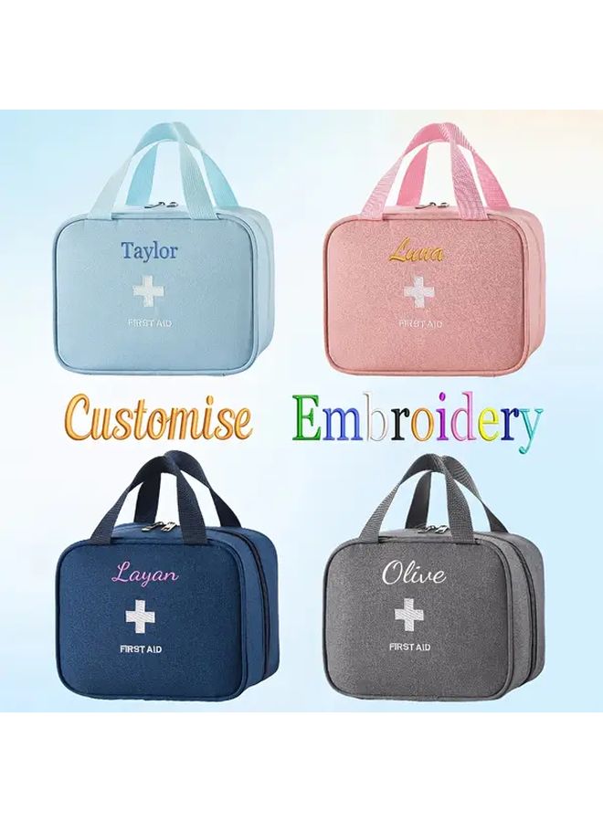 Pink Double Handle Lightweight Portable First Aid Kit Custom Embroidered Name - Image 2