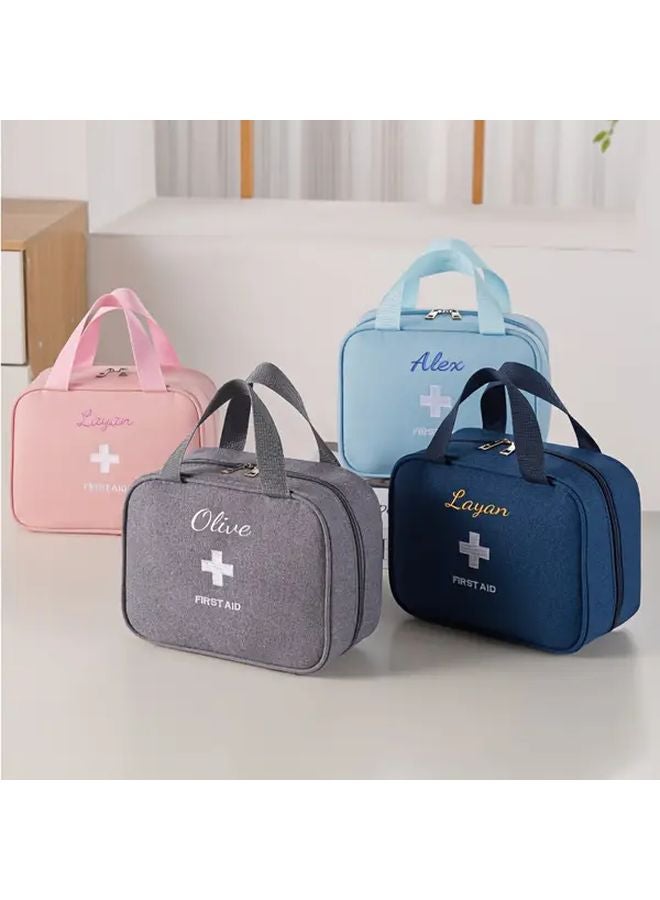 Pink Double Handle Lightweight Portable First Aid Kit Custom Embroidered Name - Image 3