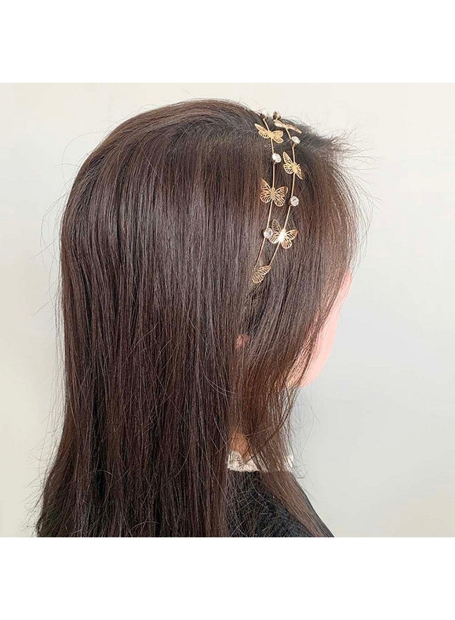 El Regalo Multi Layered Tiara Hairbands - Retro Star, Moon, Pearls, Flowers, Headband For Kids/ Girls & Women - Wedding Bridal Bridesmaid Hair Accessories (Golden Butterfly & Crystals) - Image 3