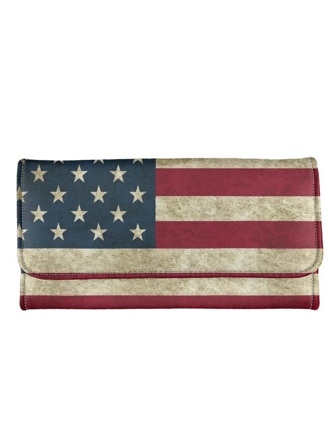 AFPANQZ Women'S Wallets Large Capacity With Rfid Protection Waterproof Leather Long Clutch Wallet Phone Holder Zip Multicards Slots Pu Leather Wallet American Flag Clutch Wallet - Image 1