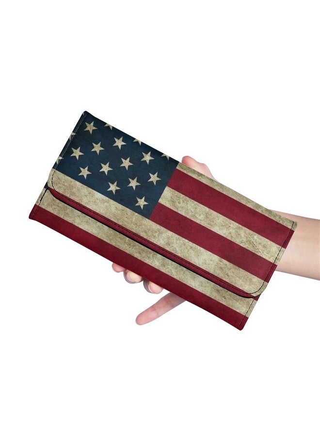 AFPANQZ Women'S Wallets Large Capacity With Rfid Protection Waterproof Leather Long Clutch Wallet Phone Holder Zip Multicards Slots Pu Leather Wallet American Flag Clutch Wallet - Image 3
