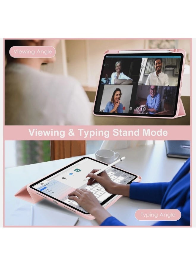 إيفو جراب لجهاز iPad Air 11 2025 (الجيل السابع) M3 مقاس 11 بوصة 2025، إطار TPU مقاوم للصدمات وغطاء خلفي شفاف من البولي كربونات غير لامع، جراب واقٍ مع حامل قلم - وردي، بولي كربونات - Image 5