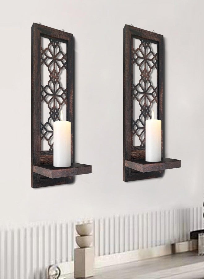 ZOLAPI Set of 2 Candle Sconces, Farmhouse Accent Wall Sconce, Caramel Color Candle Holder Wall Decorations for Home Décor, Living Room, Dining Room.(15 x6 in) - Image 4