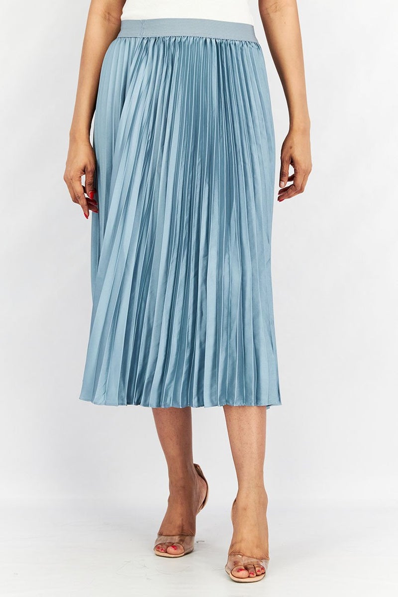 Tchibo Women Pleated Midi Skirt, Sage Blue - Image 1