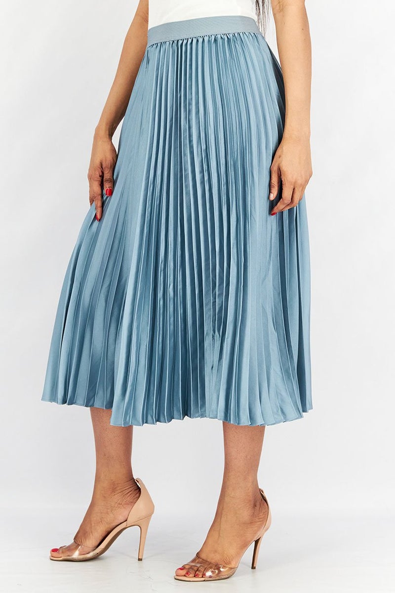 Tchibo Women Pleated Midi Skirt, Sage Blue - Image 3
