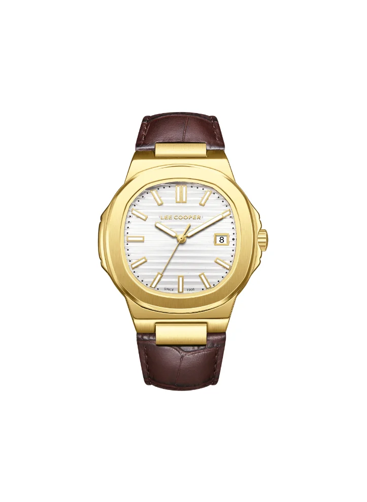 Lee Cooper Men's Analog Display Watch With Dark Brown Leather Strap - LC08108.134