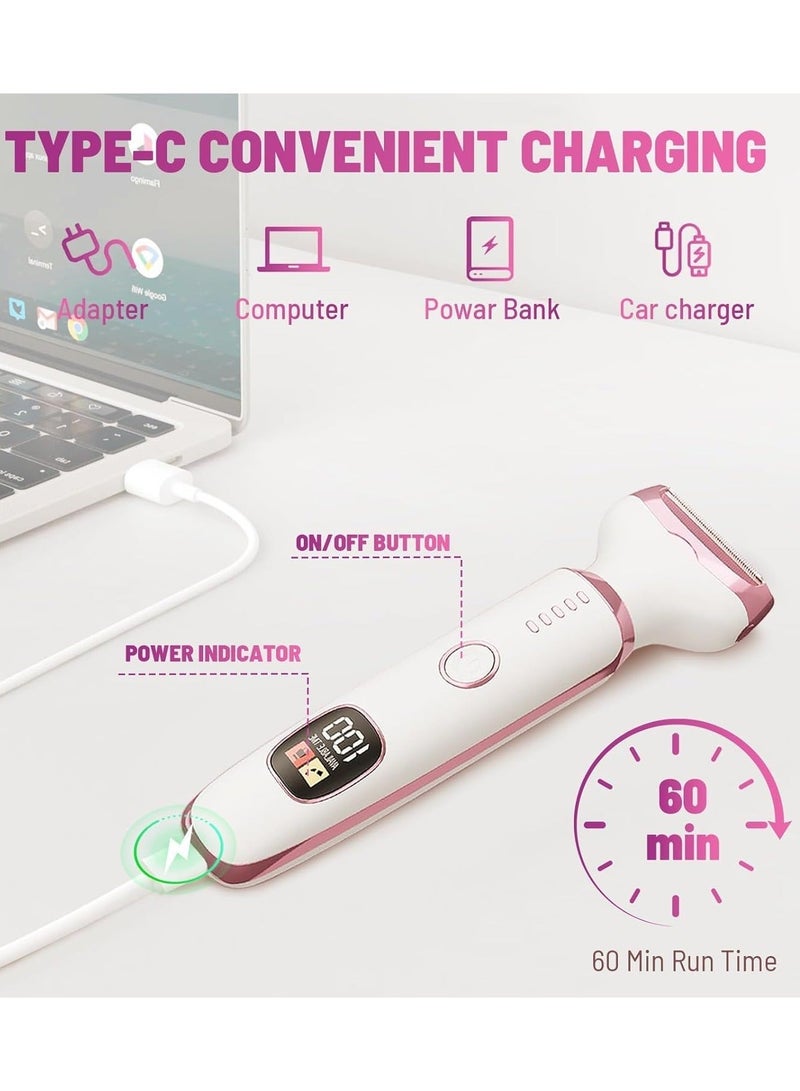 DOLOLO 5-in-1 Electric Epilator for Women, Replaceable Heads Body Shaver Bikini Trimmer for Nose Hair Face Eyebrow Arms Legs Armpit Underarm Pubic Area - Image 4