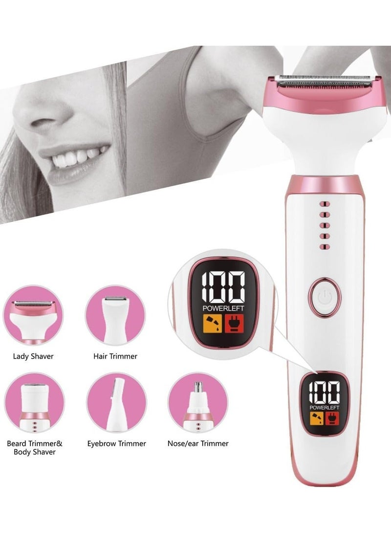 DOLOLO 5-in-1 Electric Epilator for Women, Replaceable Heads Body Shaver Bikini Trimmer for Nose Hair Face Eyebrow Arms Legs Armpit Underarm Pubic Area - Image 2