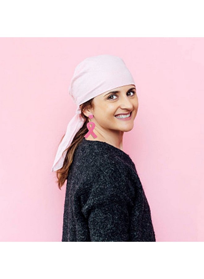 سيالكسهيني أقراط متدلية من الخرز الوردي للتوعية بسرطان الثدي للنساء أقراط متدلية من الخرز الوردي للتوعية بسرطان الثدي (شرائط خرزية) - Image 5