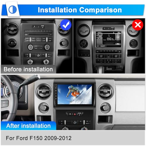 Votheon Car Radio Upgrade for Ford F150 2009 2010 2011 2012,Android 13 2GB+64GB,9 inch with Wireless CarPlay/Android Auto GPS WiFi,SWC, FM, AM, RDS DSP,Free Backup Camera - Image 2