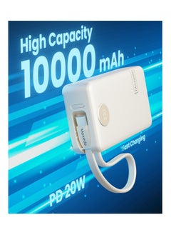 Moxedo Moxedo Porta-Go+ Power Bank 10000 mAh 1 USB-C/ 1 USB-A Ports with Built-in USB-C Cable PD Fast Charging Compatible for iPhone 16/15 Series, Samsung, Huawei, Xiaomi, iPad - Beige  - Image 4