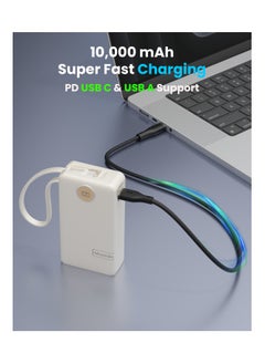 Moxedo Moxedo Porta-Go+ Power Bank 10000 mAh 1 USB-C/ 1 USB-A Ports with Built-in USB-C Cable PD Fast Charging Compatible for iPhone 16/15 Series, Samsung, Huawei, Xiaomi, iPad - Beige  - Image 3