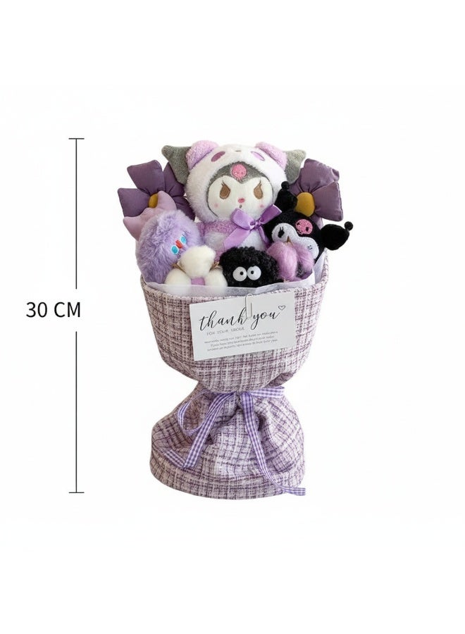 kuromi 30cm Kuromi Plush Bouquet, Handmade Stuffed Animal Flower Arrangement, Cute Purple Doll Gift for Birthday Bridal Shower Graduation Anniversary Home Decoration - Image 2