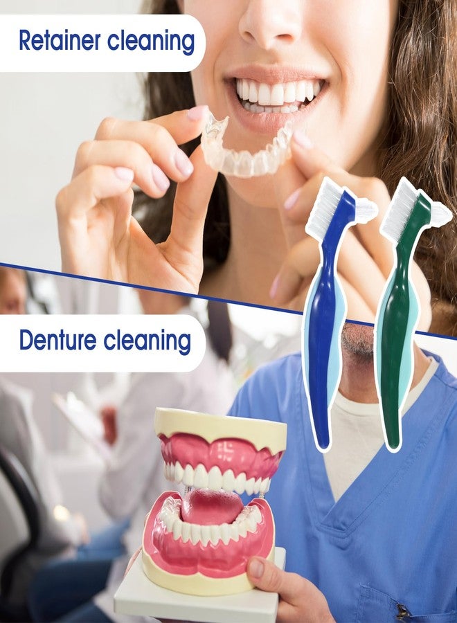 Dimeho 2 Pcs Denture Brush Multi-Layered Hard Bristles Toothbrush Portable Dental Cleaning Tools Double Sided Retainer Brushes with Case for Travel Camping Outdoor Gym Dental Care - Image 4