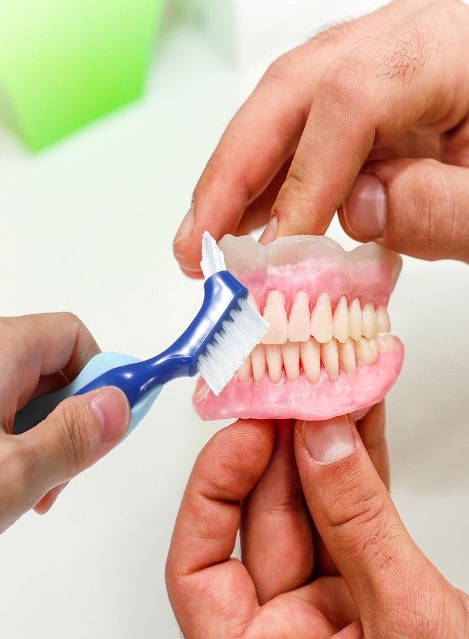 Dimeho 2 Pcs Denture Brush Multi-Layered Hard Bristles Toothbrush Portable Dental Cleaning Tools Double Sided Retainer Brushes with Case for Travel Camping Outdoor Gym Dental Care - Image 5