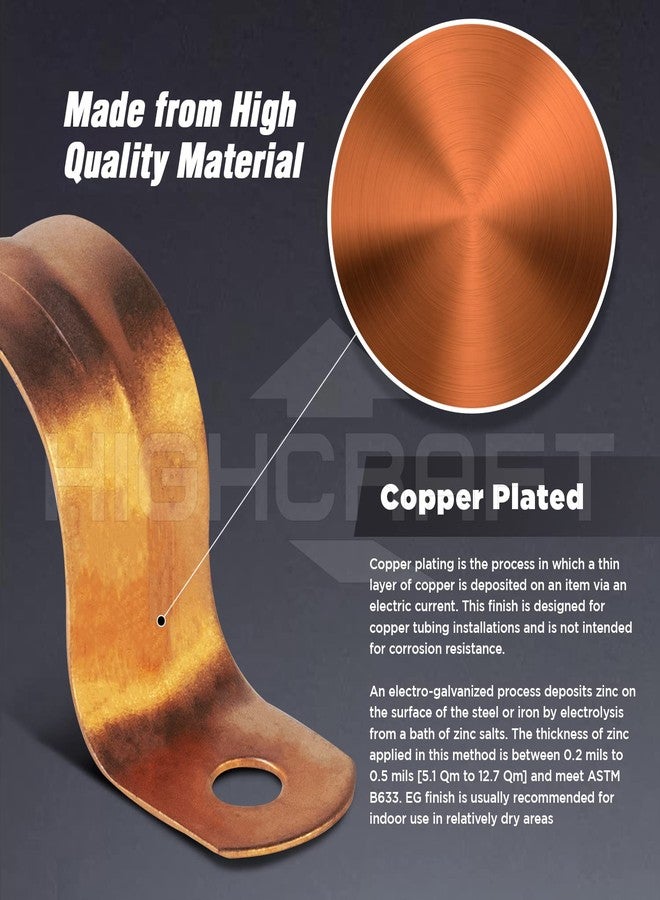Highcraft QQT-DD34-100 Two-Hole Pipe Strap U Bracket, 3/4 Inch, Copper Coated Steel -100 Pack - Image 5