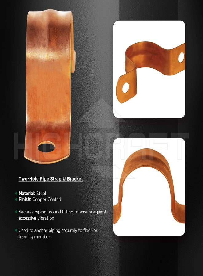 Highcraft QQT-DD34-100 Two-Hole Pipe Strap U Bracket, 3/4 Inch, Copper Coated Steel -100 Pack - Image 2
