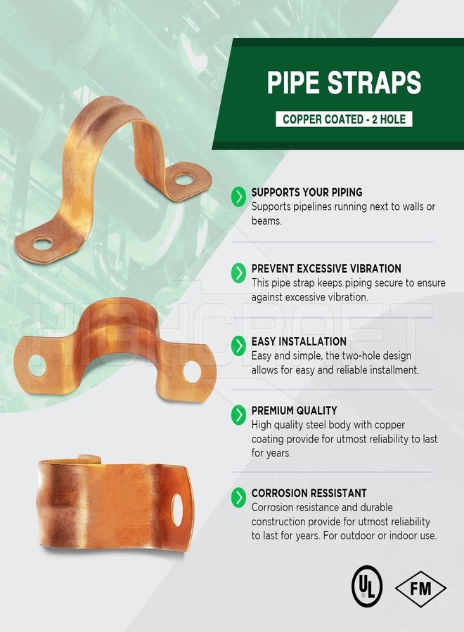 Highcraft QQT-DD34-100 Two-Hole Pipe Strap U Bracket, 3/4 Inch, Copper Coated Steel -100 Pack - Image 3