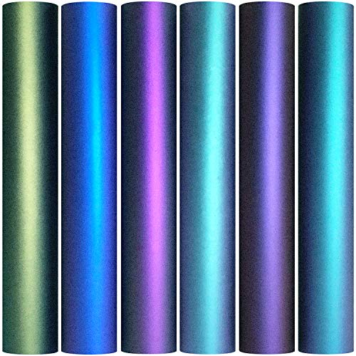 MiPremium Chameleon Heat Transfer Vinyl Iron On HTV Compatible with Cricut Air Expression Silhouette Cameo Other Cutters Assorted Gradient Change Color Pack of 12 x 12 Inch 6 x Sheets - Image 1