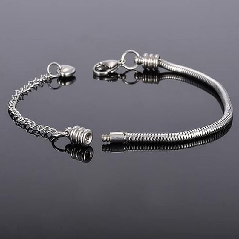 TGLS Women European Charm Bracelet Stainless Steel 7 Snake Chain Bracelet Fits Charms Bead - Image 3