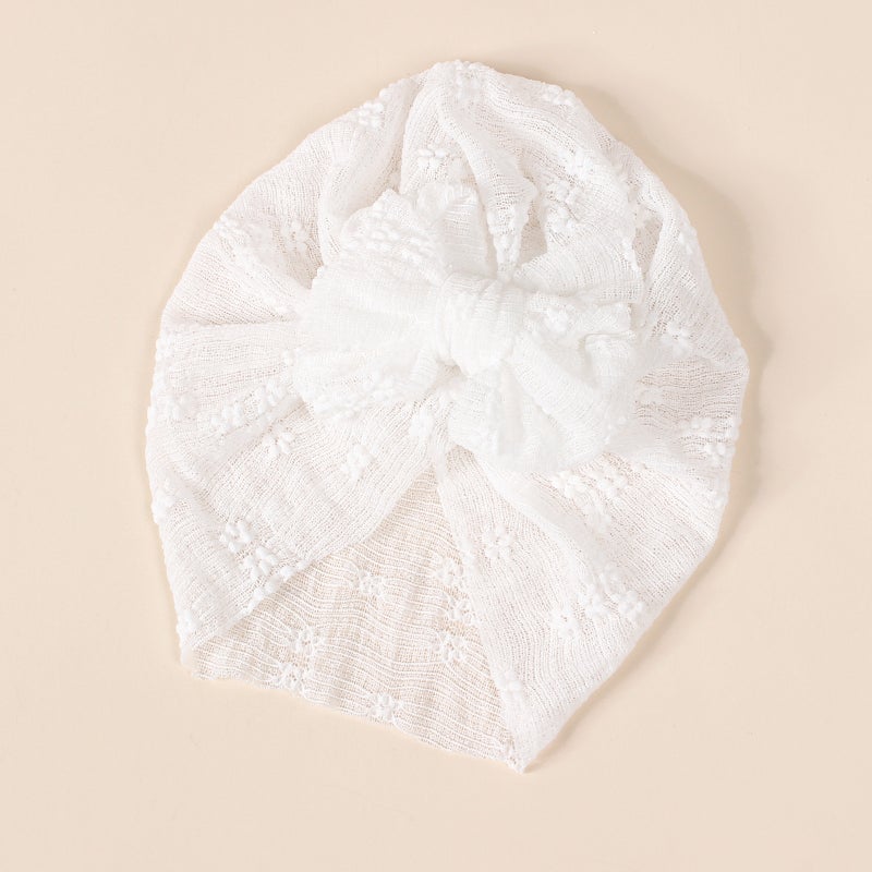 Generic New Soft Elastic Baby Tutu Hat with Double Bow #6 White