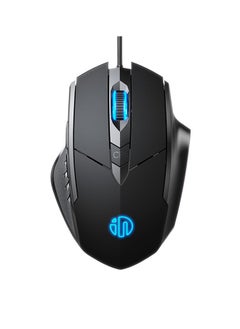 W1 Silent Wired Frosting Mouse Chicken Eating Esports Game Mouse 1200/2400/4800/7200 DPI, Plug and Play 6-key Edition -1.5m Colorful Luminous Mouse Windows XP/Windows7/Windows8/ndows10（Black)