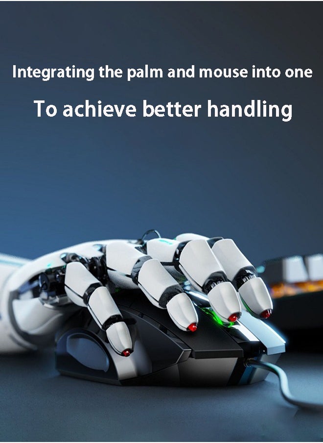 inphic - W1 Silent Wired Frosting Mouse Chicken Eating Esports Game Mouse 1200/2400/4800/7200 DPI, Plug and Play 6-key Edition -1.5m Colorful Luminous Mouse Windows XP/Windows7/Windows8/ndows10（Black) - Image 1