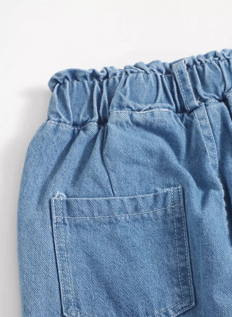 Girls Solid Wide Leg Jeans  - Image 4