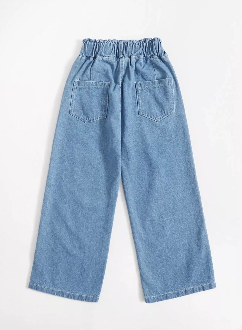 Girls Solid Wide Leg Jeans  - Image 2