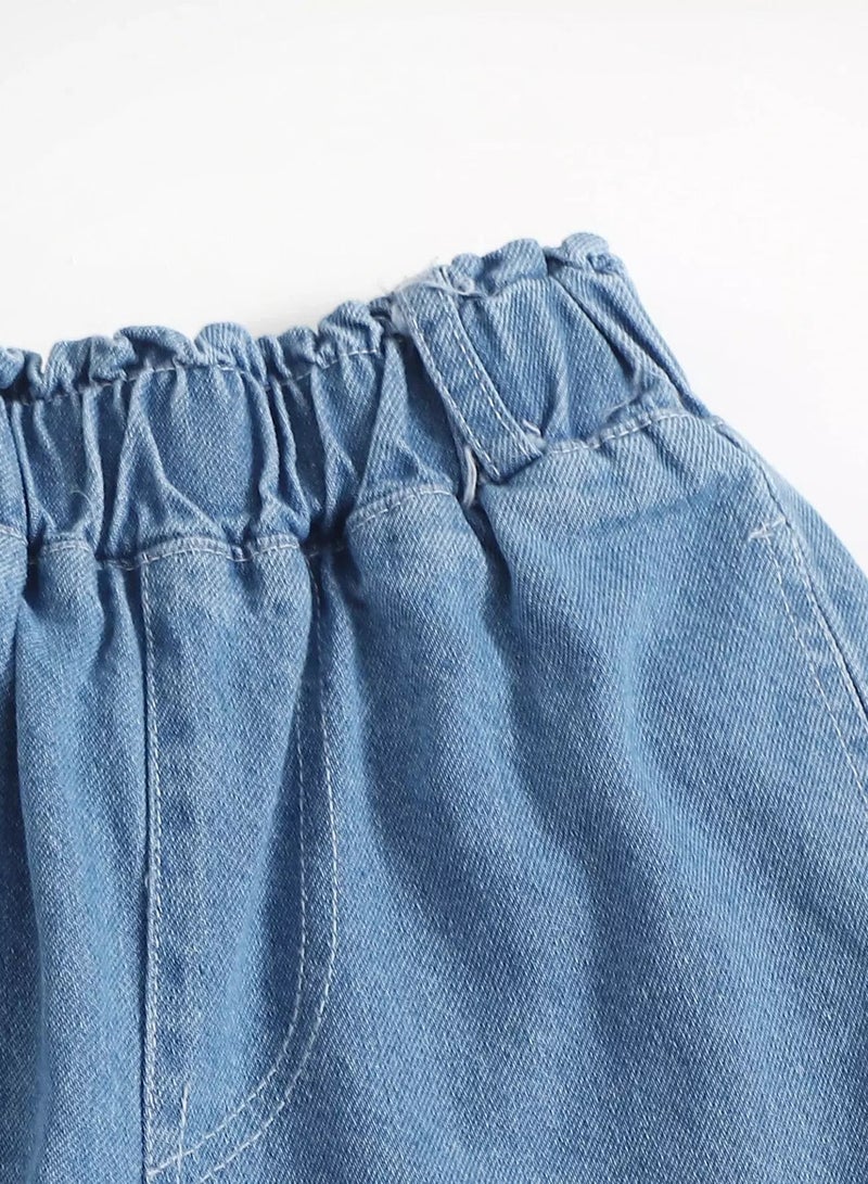 Girls Solid Wide Leg Jeans  - Image 3