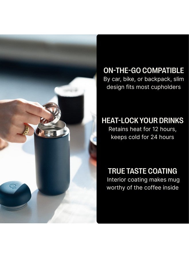 فيلو كوب سفر كارتر موف من فيلو، سعة 16 أونصة، مصنوع من الفولاذ المقاوم للصدأ معزول بالفراغ، مع كوب قهوة داخلي من السيراميك وواقي من الرذاذ، لون أزرق حجري - Image 3