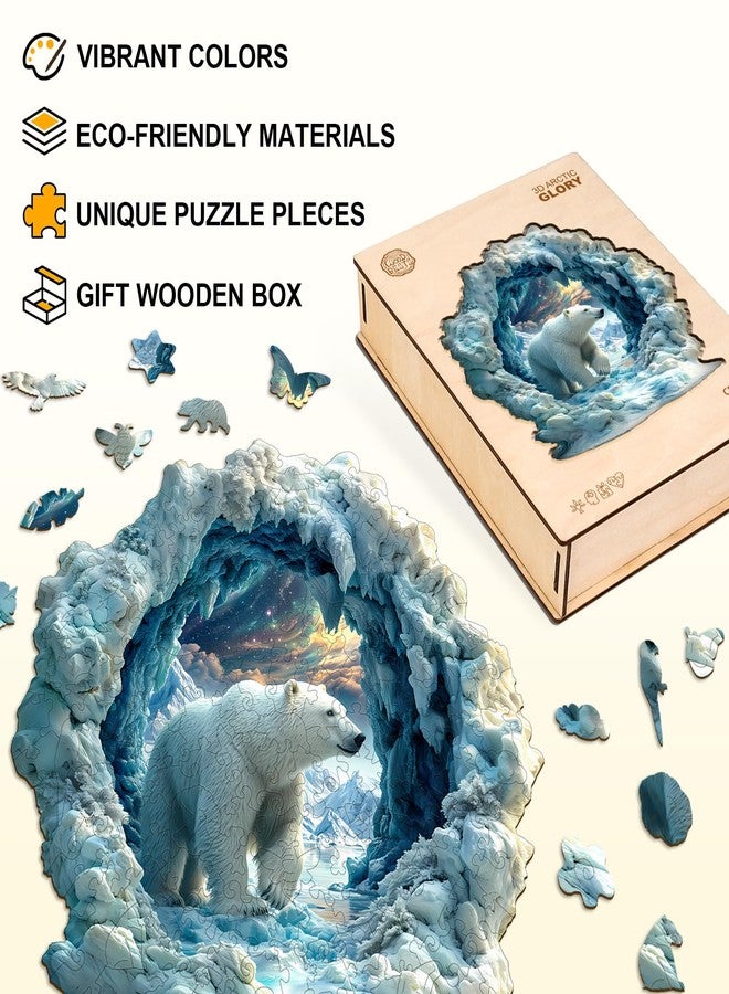 Jigfoxy Wooden Puzzle for Adults, Polar Bear Jigsaw Puzzles for Adult, Unique Animal Shape Wood Cut Puzzles, Christmas Thanksgiving Gifts for Friends Family (M-11.4 * 11.4in-190pcs) - Image 4