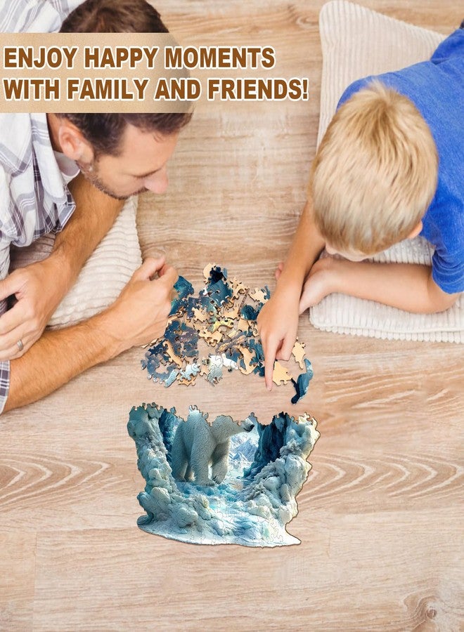 Jigfoxy Wooden Puzzle for Adults, Polar Bear Jigsaw Puzzles for Adult, Unique Animal Shape Wood Cut Puzzles, Christmas Thanksgiving Gifts for Friends Family (M-11.4 * 11.4in-190pcs) - Image 2