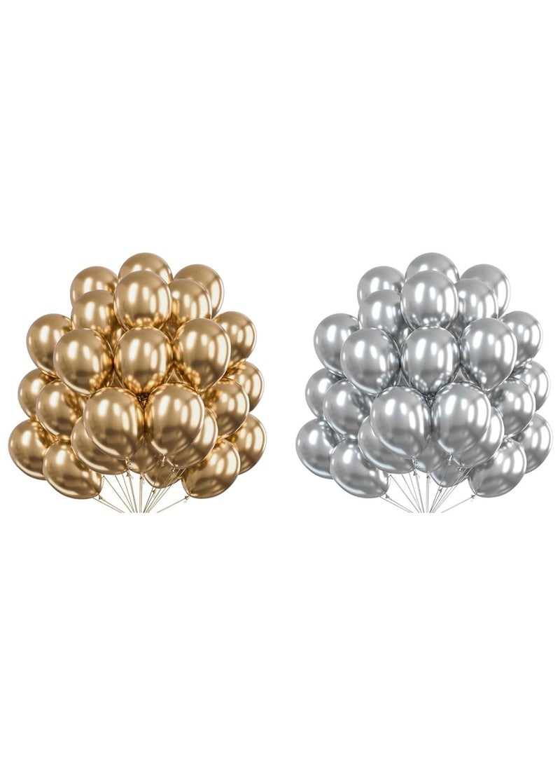 Dingo Metallic Chrome Gold Balloons 50 pcs and Dingo Metallic Silver Balloons 50 pcs - 12 inch - Image 1