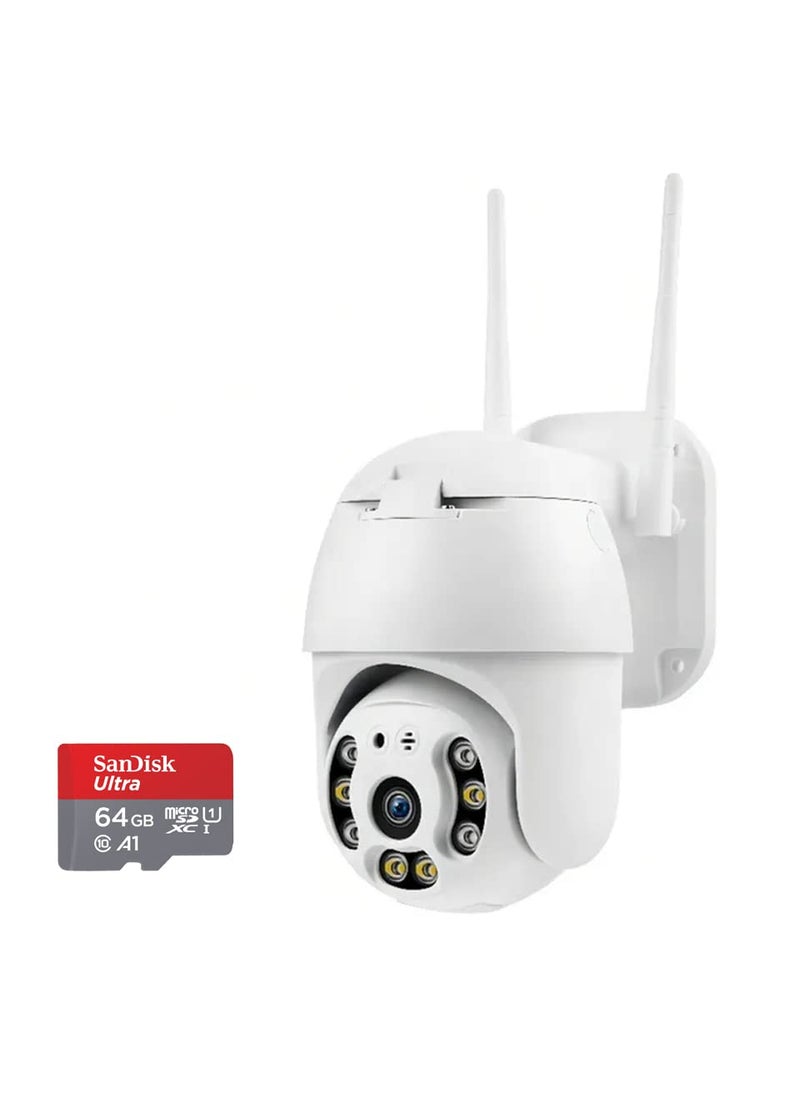 TECHNOVIEW TECHNOVIEW 1080P WiFi Security Camera Ptz Outdoor Dome IP Wireless P2P CCTV Camera with 64GB SD Card Included Night Vision Motion Detection Live View V380 Pro App PTZ with 64GB  - Image 1