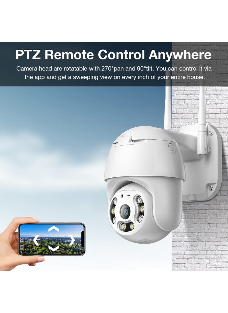 TECHNOVIEW TECHNOVIEW 1080P WiFi Security Camera Ptz Outdoor Dome IP Wireless P2P CCTV Camera with 64GB SD Card Included Night Vision Motion Detection Live View V380 Pro App PTZ with 64GB  - Image 3