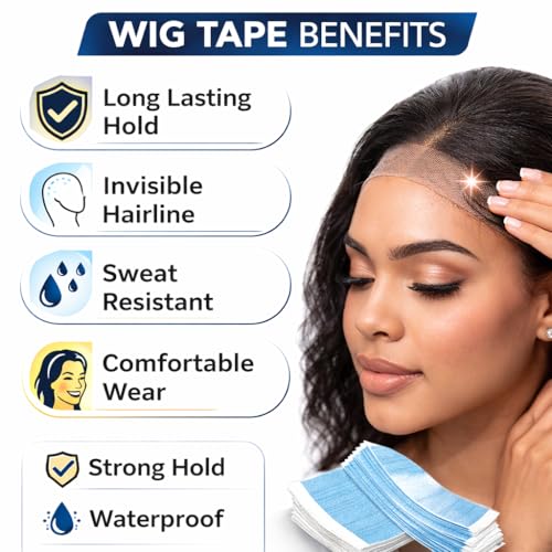 Stylazo Hair Wig Tape, Hair Toupee Tape, Front Lace Blue Tape 36 pcs Leaves No Residue - Image 3