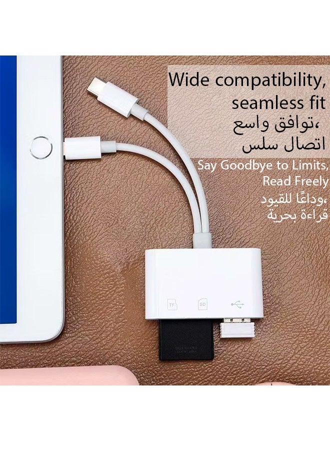 JieSuDa 3-in-1 SD/TF Card Reader with USB, Type-C & Lightning Connectors, Memory Card Adapter for iPhone, iPad, Android & Cameras, Plug & Play, No App Needed - Image 4