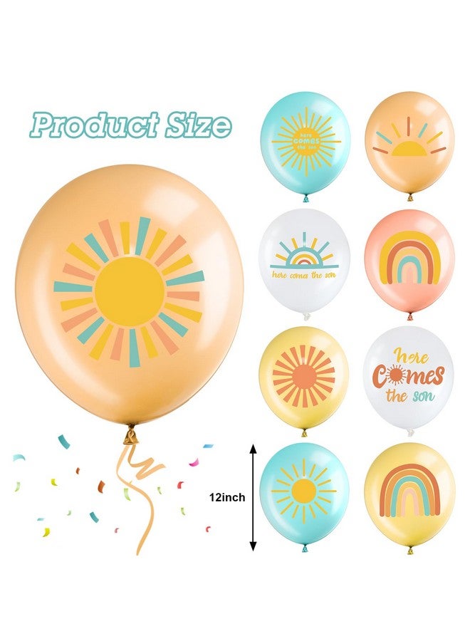 Faccito Faccito 63 Pcs Here Comes the Son Baby Shower Balloons Decorations 12 Inch Rainbow Sunrise Latex Balloons First Trip Around the Sun Party for Boho Sunshine Birthday Baby Shower Decor Supplies - Image 2