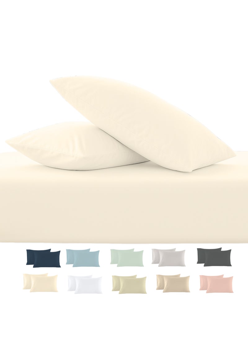 كلاود سكيب لينين Cloud Scape Linen 600 Thread Count Egyption Cotton 2 Pillowcases Set (Standard, Ivory) - Image 1