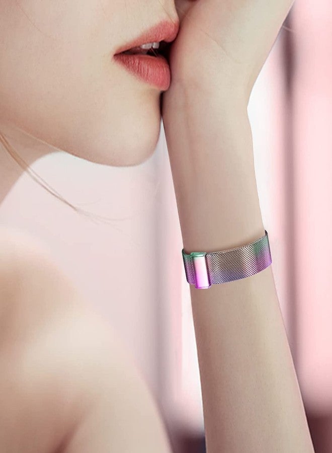 Joyozy Slim Stainless Steel Band Compatible with Apple Watch 38mm 40mm 41mm 42mm 44mm 45mm Milanese Strap with Bling Glitter Case Built-in Screen Protector Dressy Bracelet Band for Women(Rainbow 45mm) - Image 5