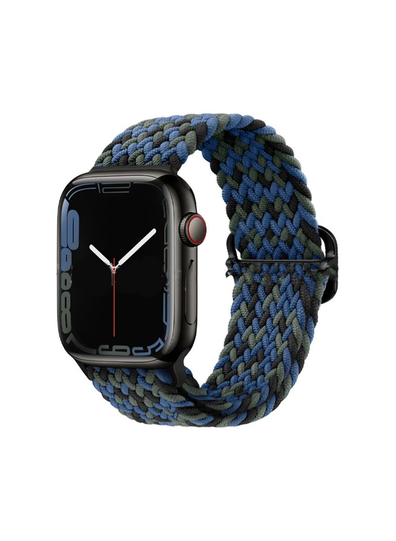 Beauenty Blue Camouflage 38/40/41/42mm-S10 Universal Compatible With Apple Watch, Suitable For Men And Women, Nylon Braided Slider Strap Wristband Compatible With Iwatch Series - Image 1