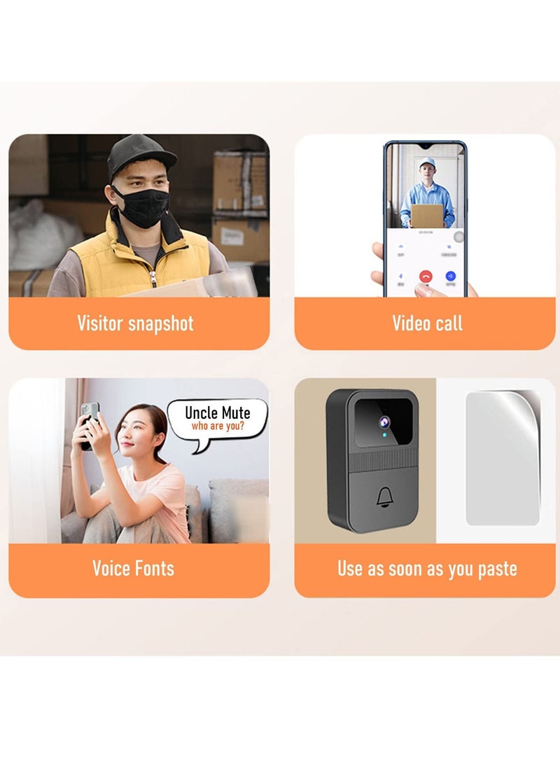 SYOSI Doorbell Wireless Camera Outdoor Smart Wireless Remote Video Doorbell Intelligent Visual Doorbell Home Intercom HD Night Vision WiFi Rechargeable Security Door Doorbell - Image 3
