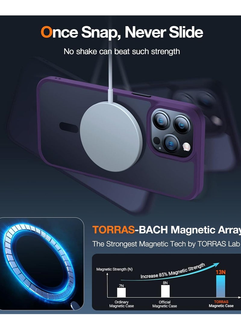 Denx Magnetic Case for iPhone 13 Promax 6.7-Inch Compatible iphone 13 promax 6.7  with MagSafe, Translucent Matte Back Slim Shockproof Phone Cover (purple)  - Image 3